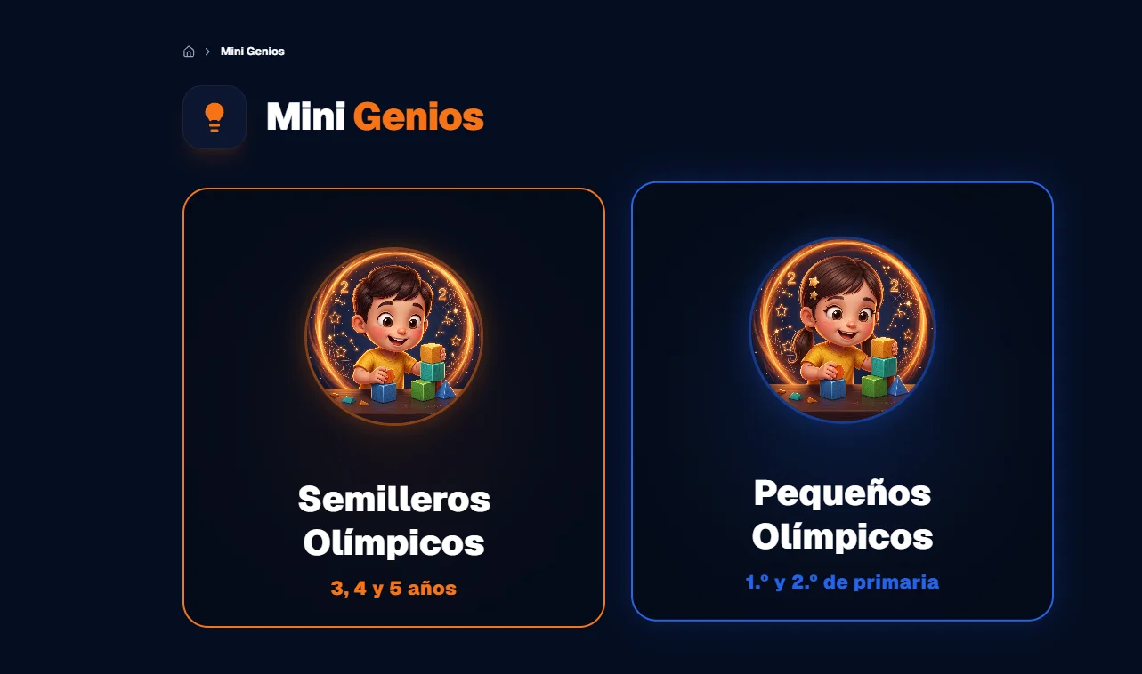 Mini Genios: Semilleros Olímpicos para 3, 4 y 5 años y Pequeños Olímpicos para 1.º y 2.º de primaria